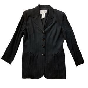 Dani Max Petite Silver Pinstripe Blazer Jacket Size 12 Y2K Vintage